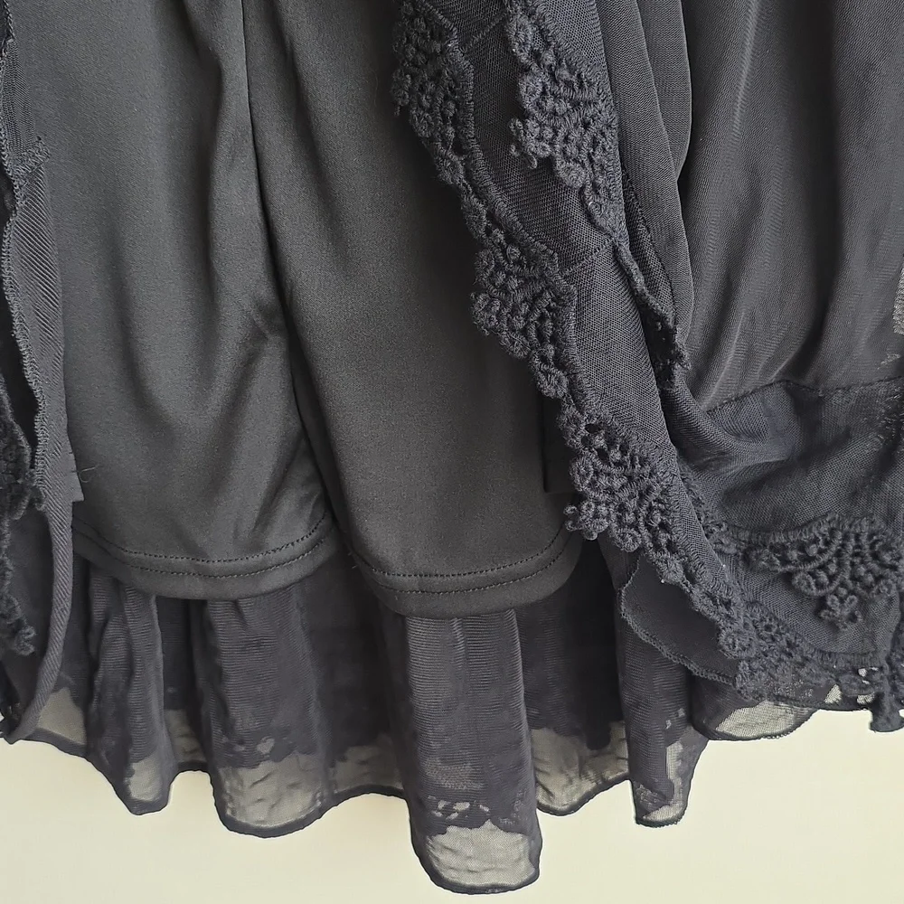 Altar'd State Black Crochet Lace Bell Sleeve Boho Mini Dress - Picture 10 of 13